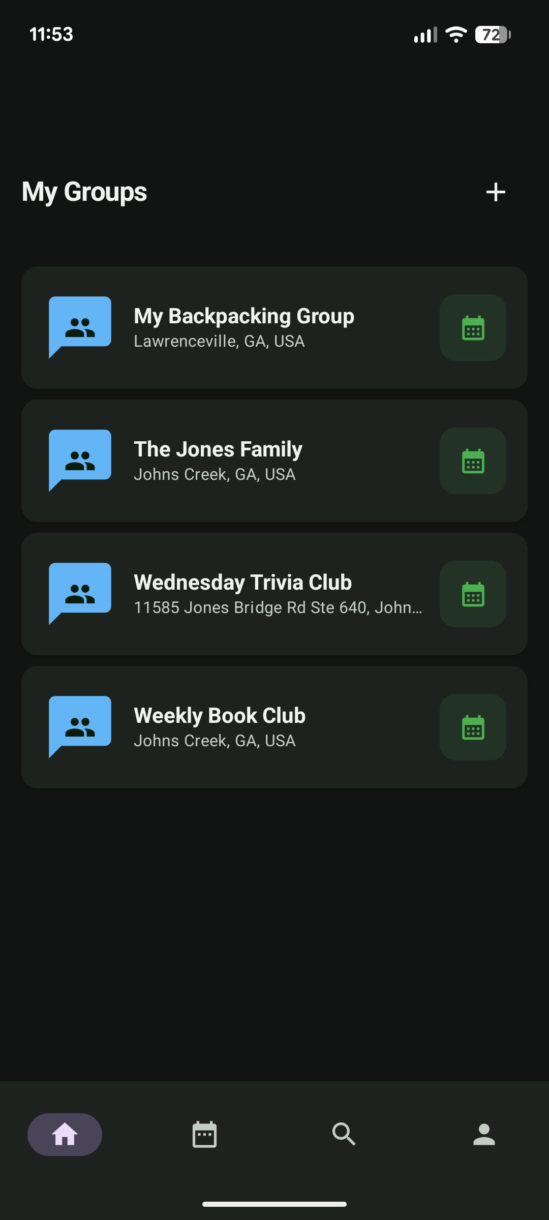 ChatGather Groups Screen